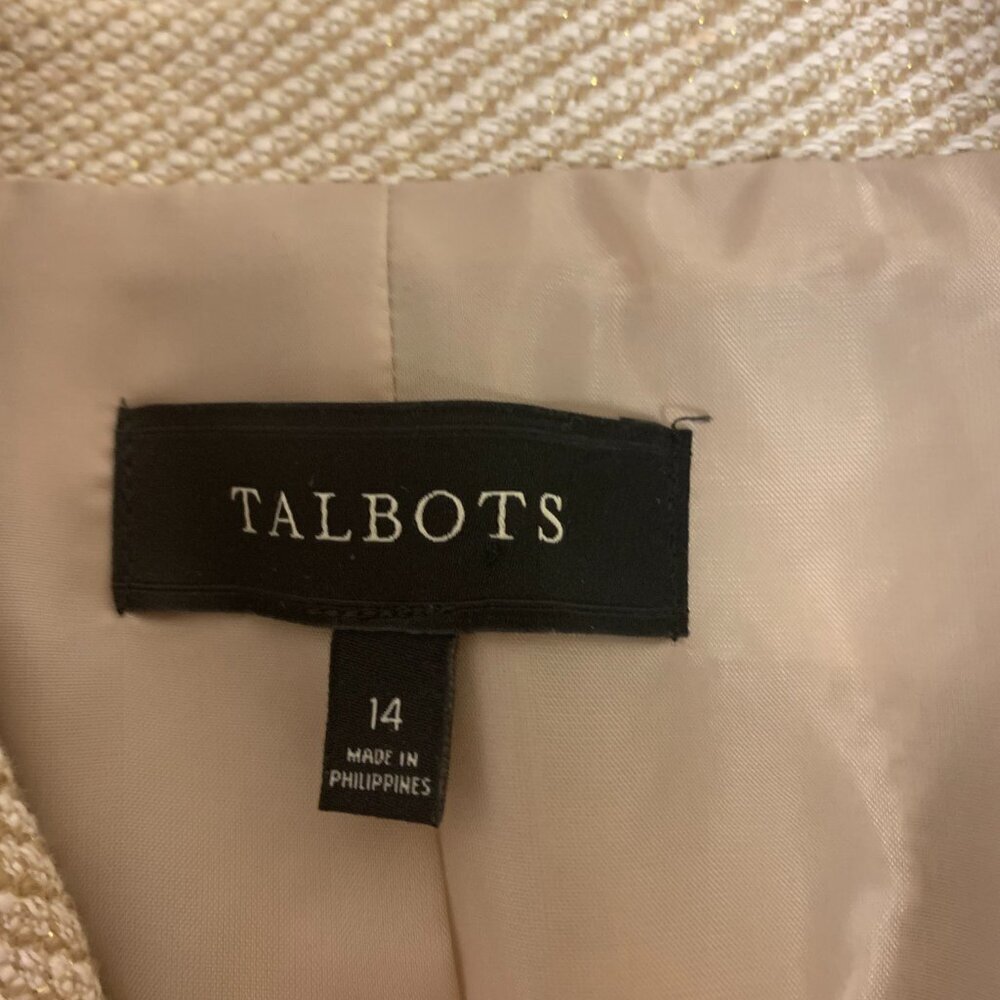 Talbots Blazer Classic Timeless Metallic Academica Office Neutral Womens SZ 14 - Picture 5 of 10